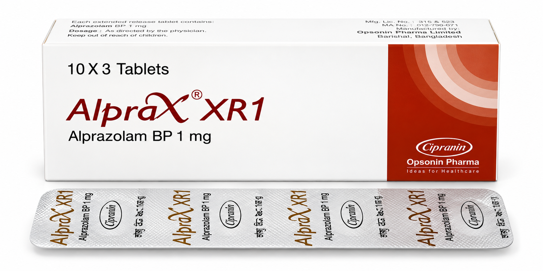 Alprazolam BP 1mg (Alprax XR2)